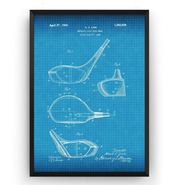Metallic Golf Club Head Patent Print - Magic Posters