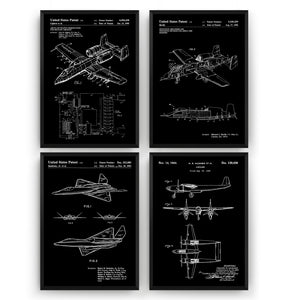 Military Aircraft Set Of 4 Patent Prints - Magic Posters