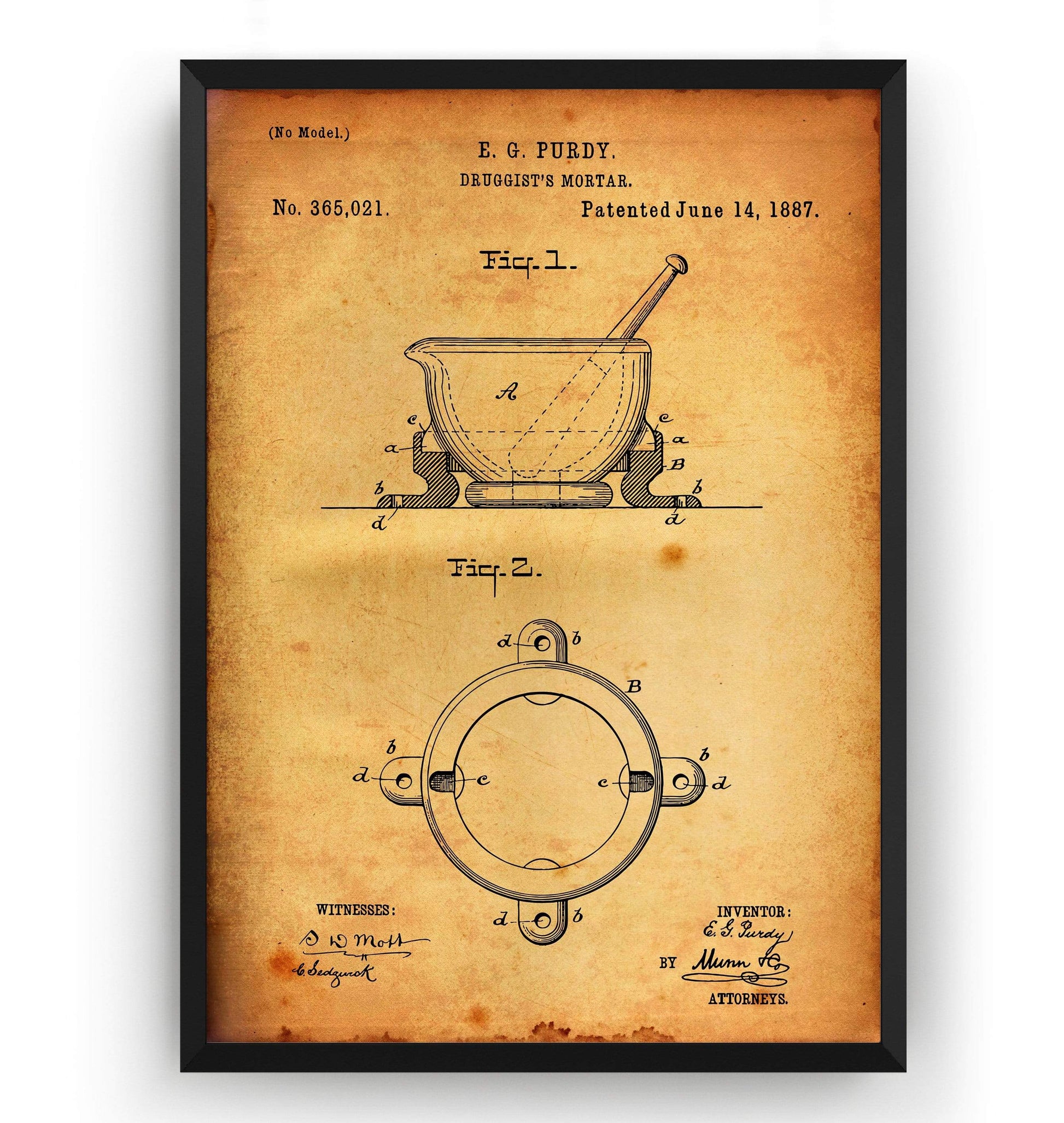 Pharmacist Mortar 1887 Patent Print - Magic Posters