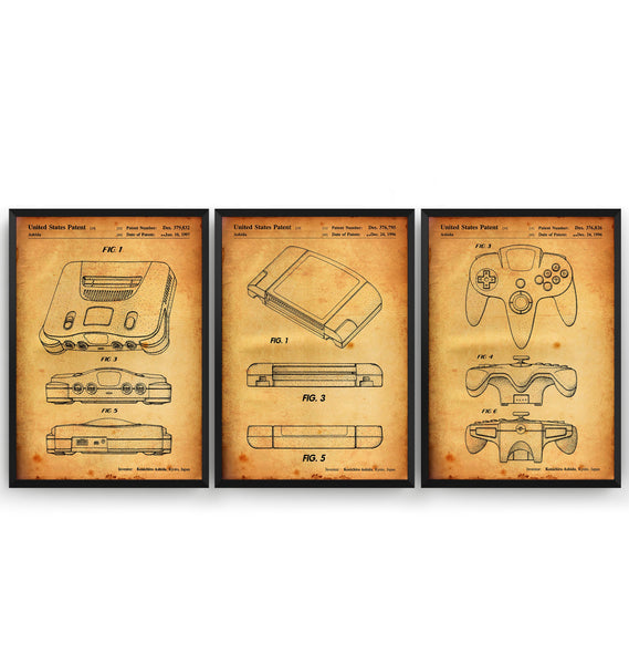 N64 Set Of 3 Patent Prints - Magic Posters