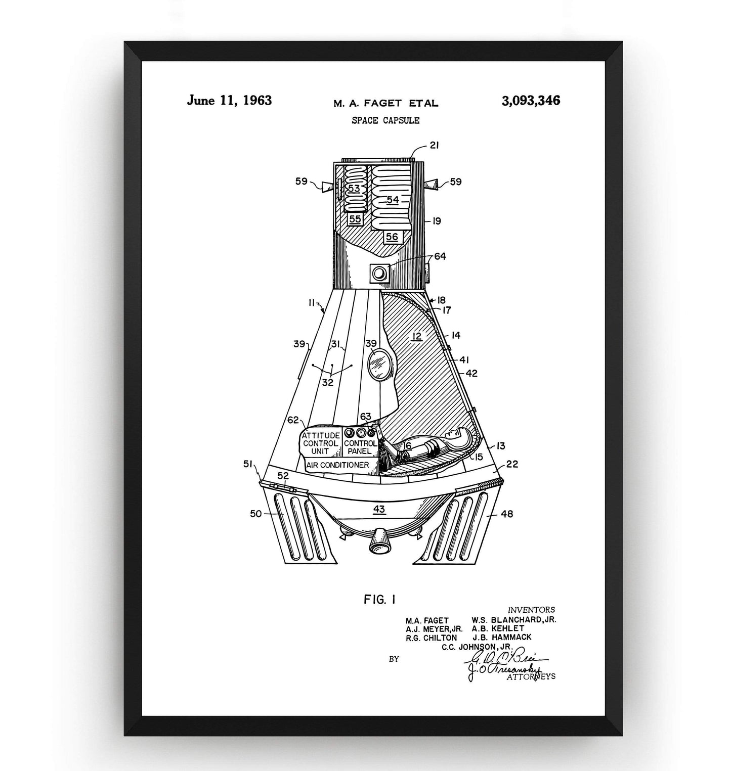 NASA Space Capsule Patent Print - Magic Posters
