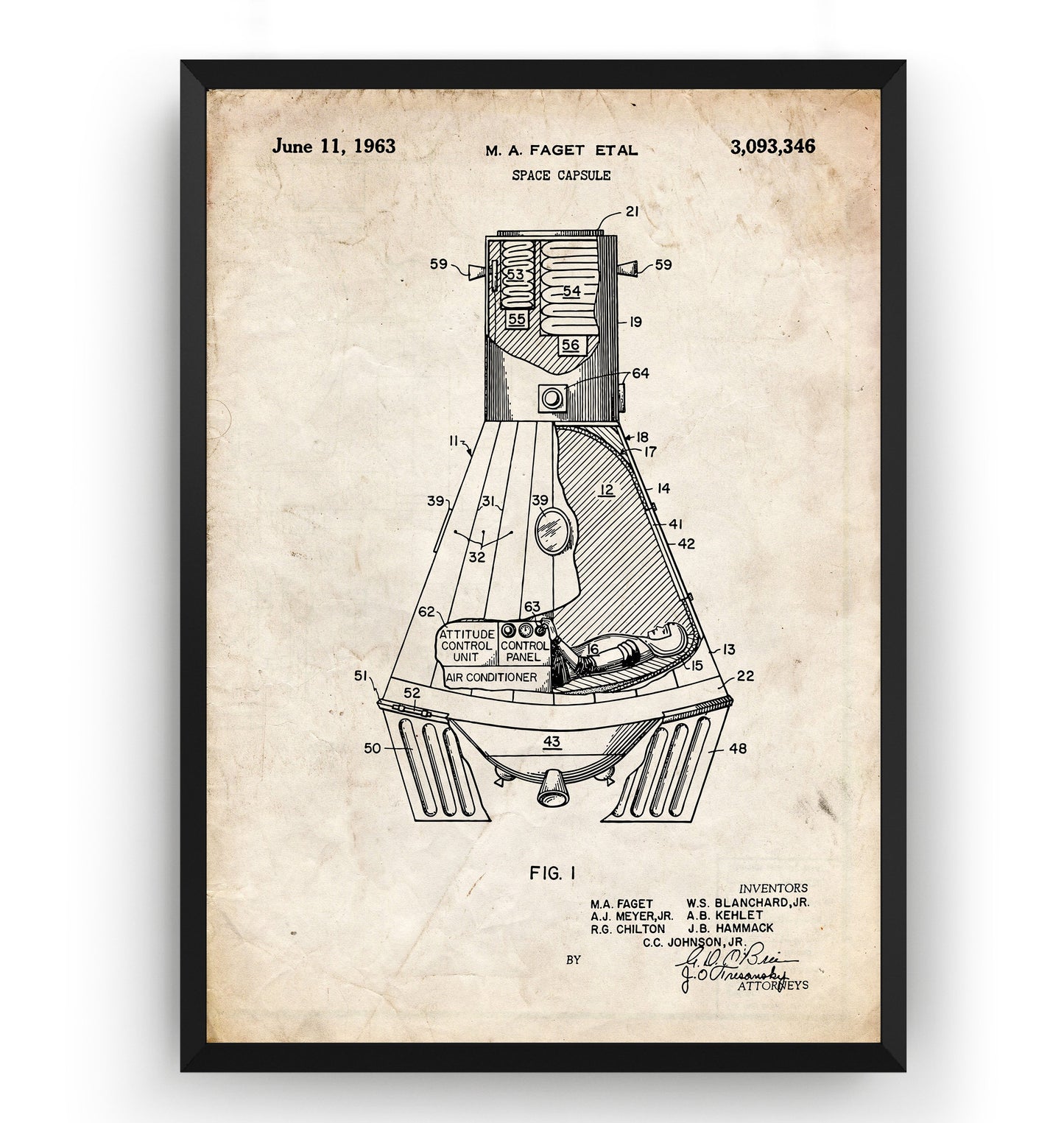 NASA Space Capsule Patent Print - Magic Posters