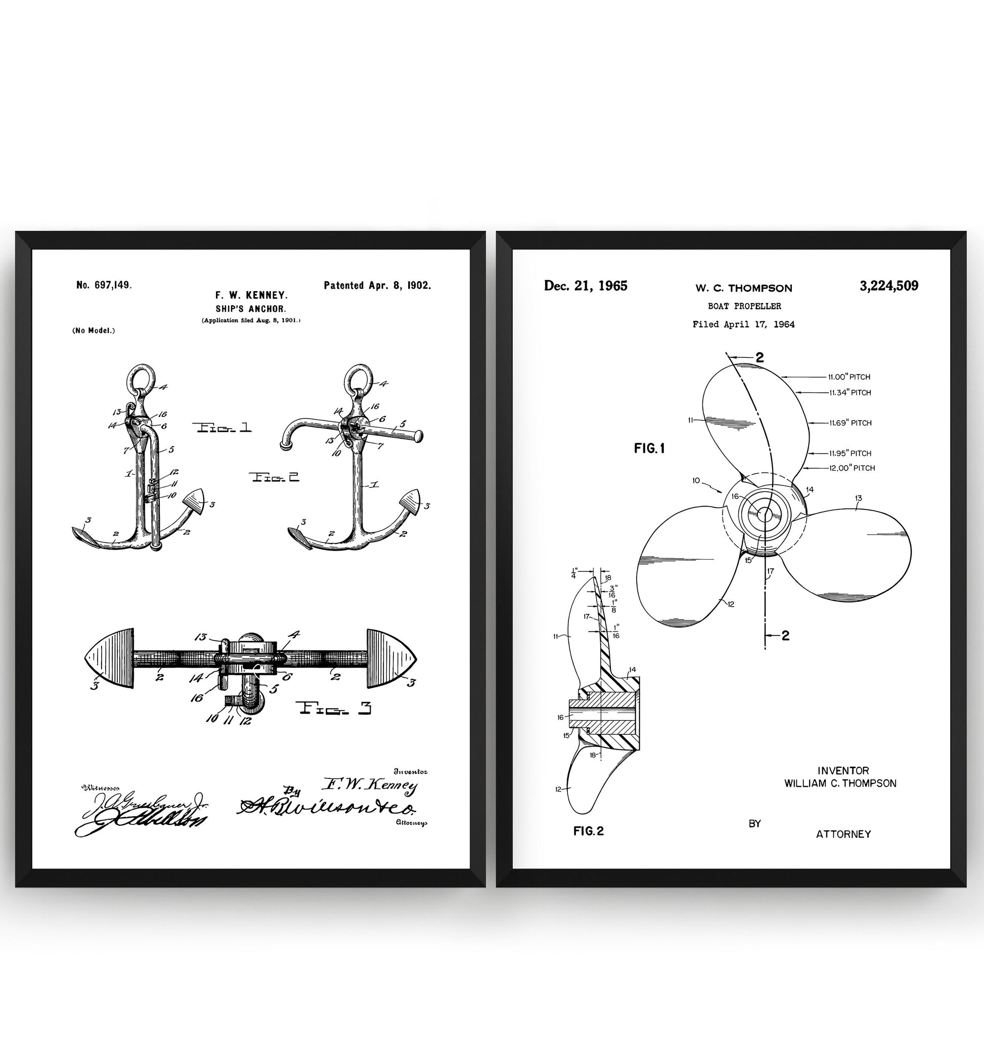 Nautical Set Of 2 Patent Prints - Magic Posters