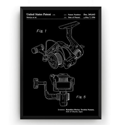 Open Face Spinning Fishing Reel 1996  Patent Print - Magic Posters