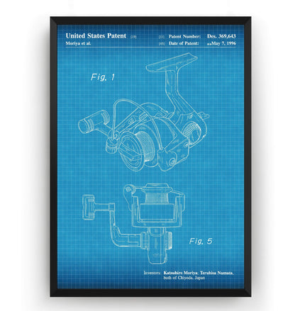 Open Face Spinning Fishing Reel 1996  Patent Print - Magic Posters