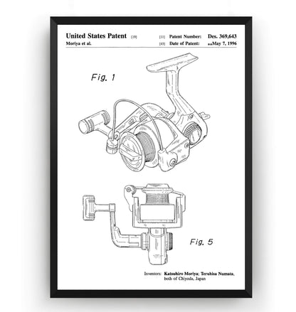 Open Face Spinning Fishing Reel 1996  Patent Print - Magic Posters
