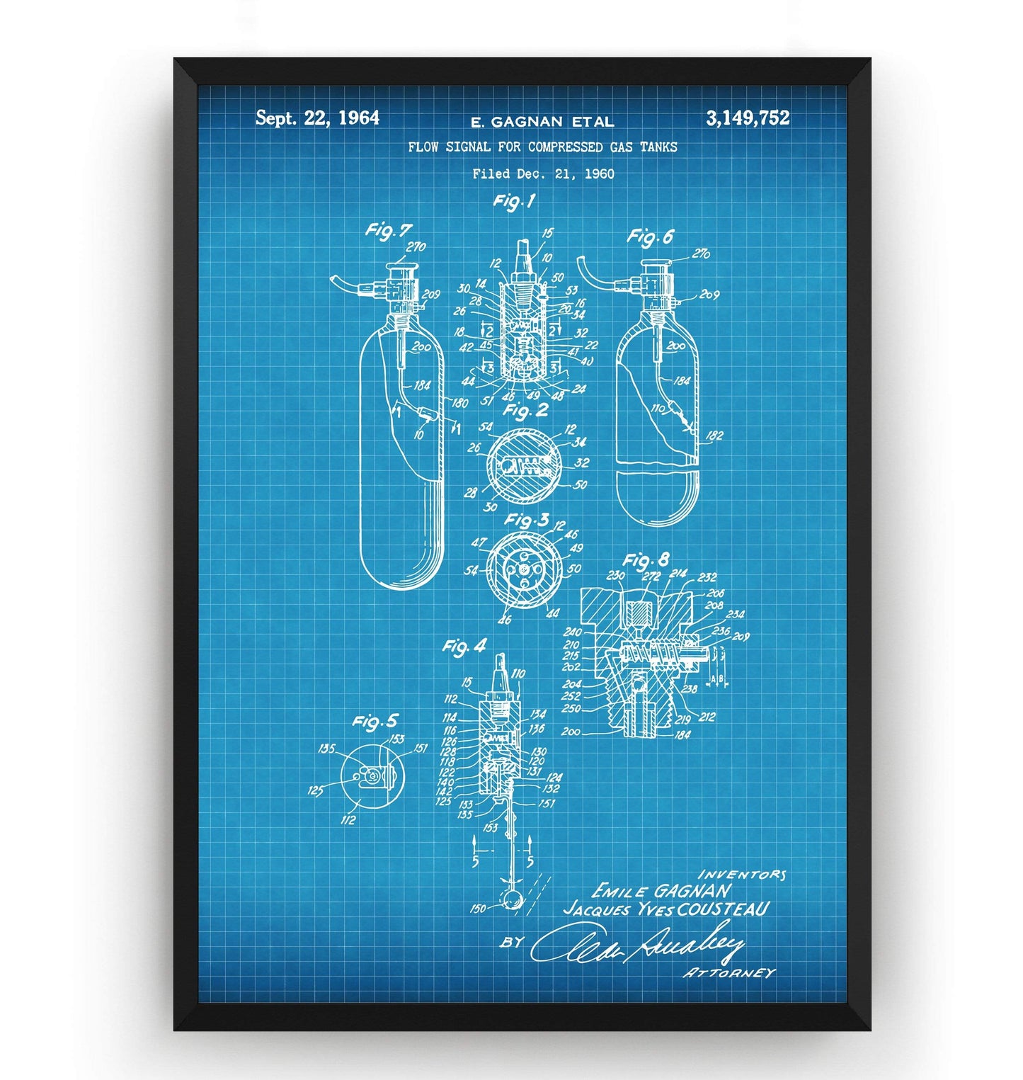 Oxygen Tank 1964 Patent Print - Magic Posters