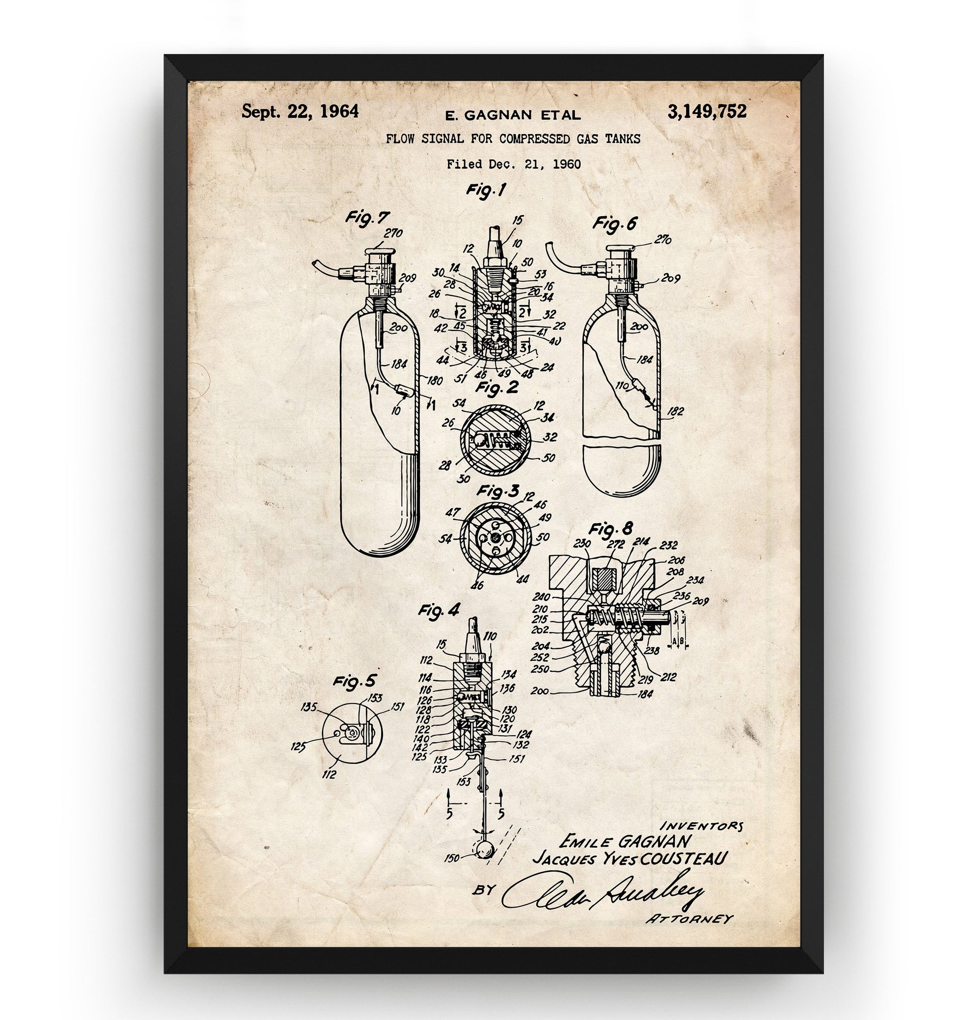 Oxygen Tank 1964 Patent Print - Magic Posters