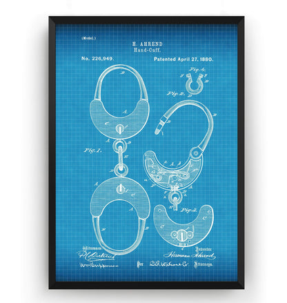 Police Handcuffs Patent Print - Magic Posters