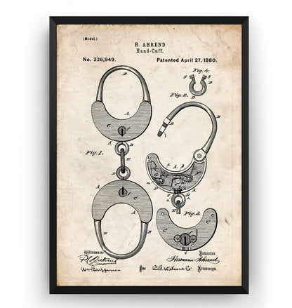 Police Handcuffs Patent Print - Magic Posters