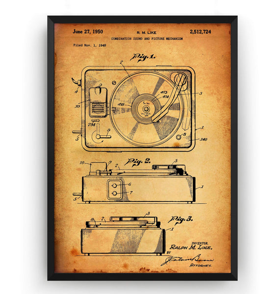 Record Player 1950 Patent Print - Magic Posters