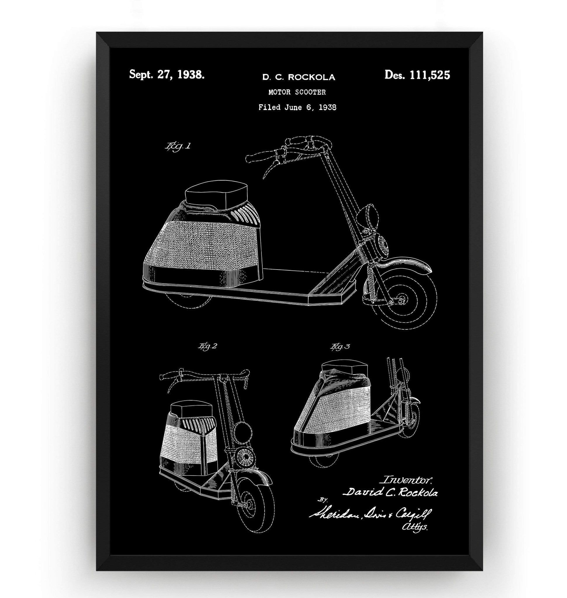 Rockola Scooter 1938 Patent Print - Magic Posters