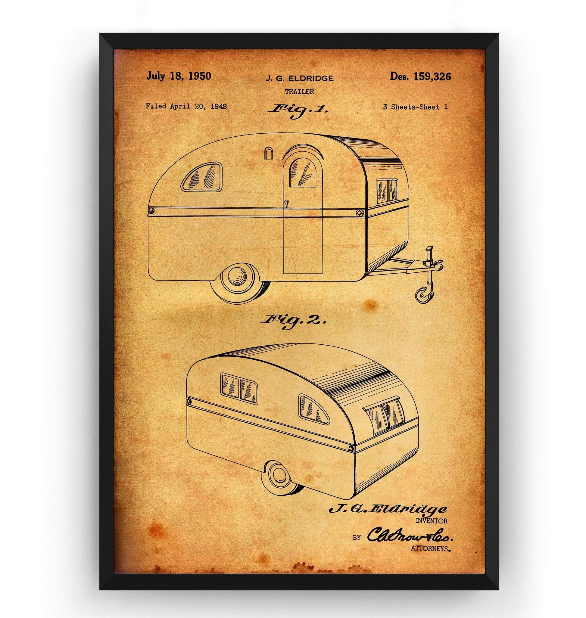 RV Trailer Caravan 1950 Patent Print - Magic Posters