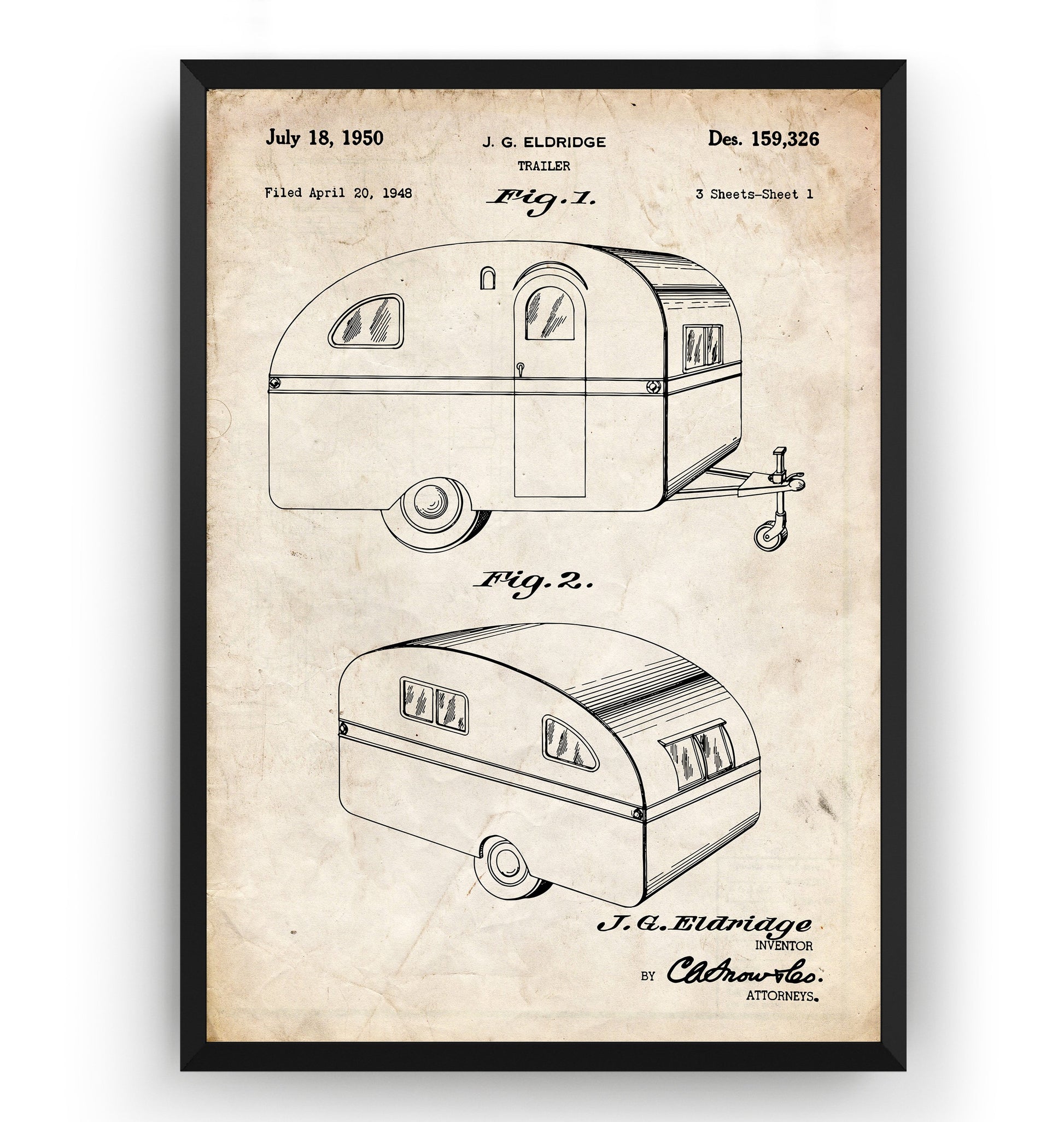 RV Trailer Caravan 1950 Patent Print - Magic Posters