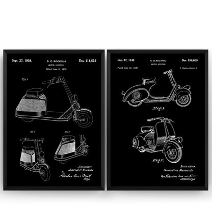 Scooter Moped Set Of 2 Patent Prints - Magic Posters