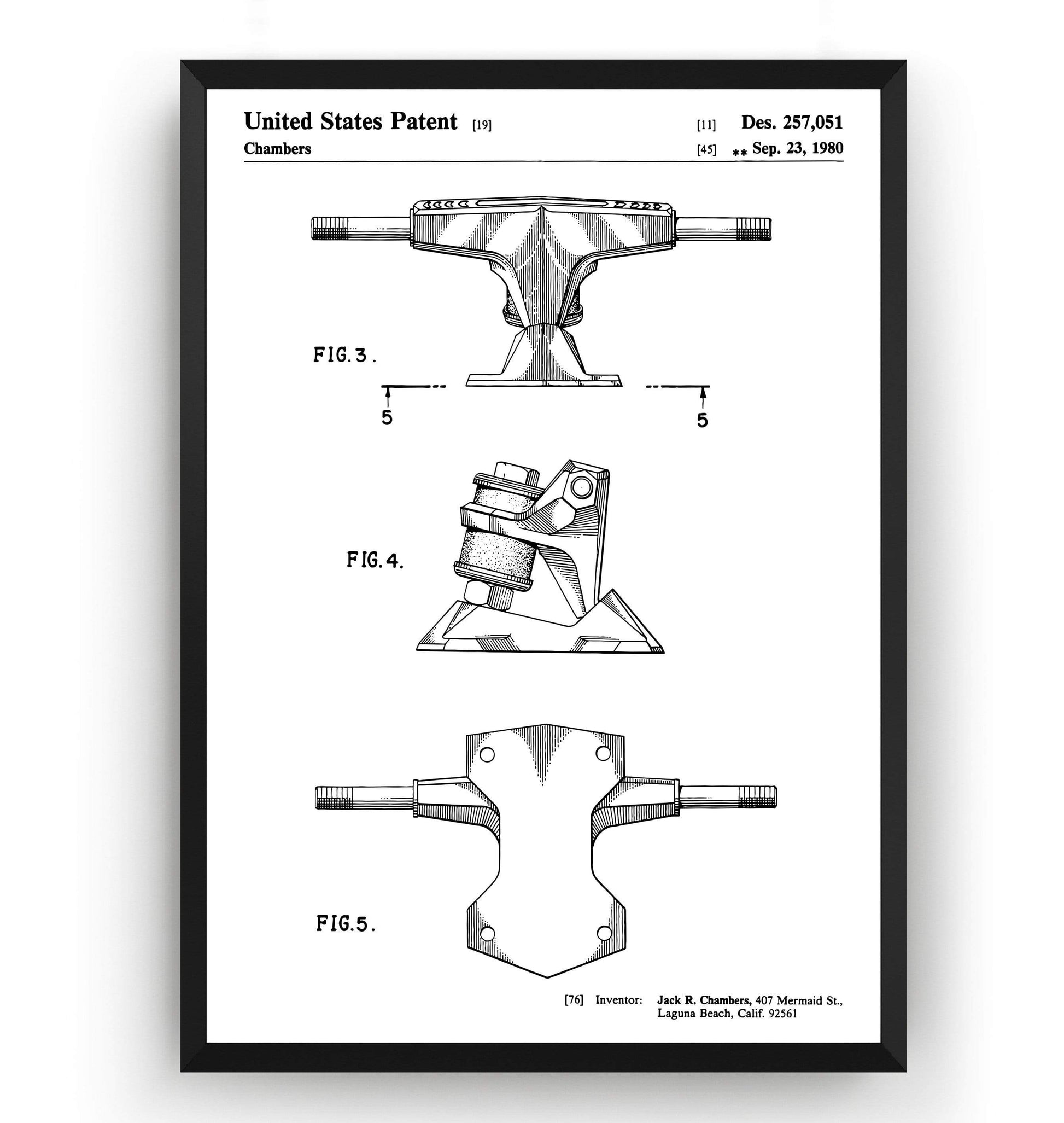 Skateboard Trucks 1980 Patent Print - Magic Posters