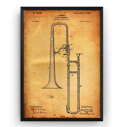 Slide Trombone 1902 Patent Print - Magic Posters