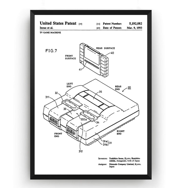 SNES North America 1993 Patent Print - Magic Posters