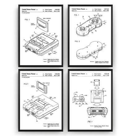 SNES Set Of 4 Patent Prints - Magic Posters
