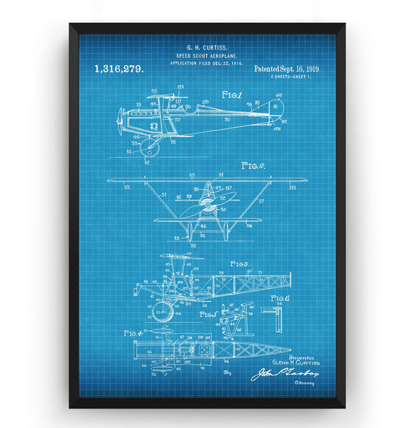Speed Scout Aeroplane 1919 Patent Print - Magic Posters