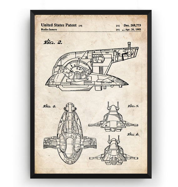 Star Wars Slave I Patent Print - Magic Posters