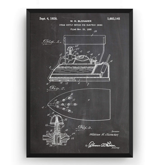 Steam Iron 1928 Patent Print - Magic Posters