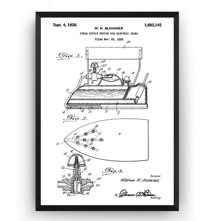 Steam Iron 1928 Patent Print - Magic Posters