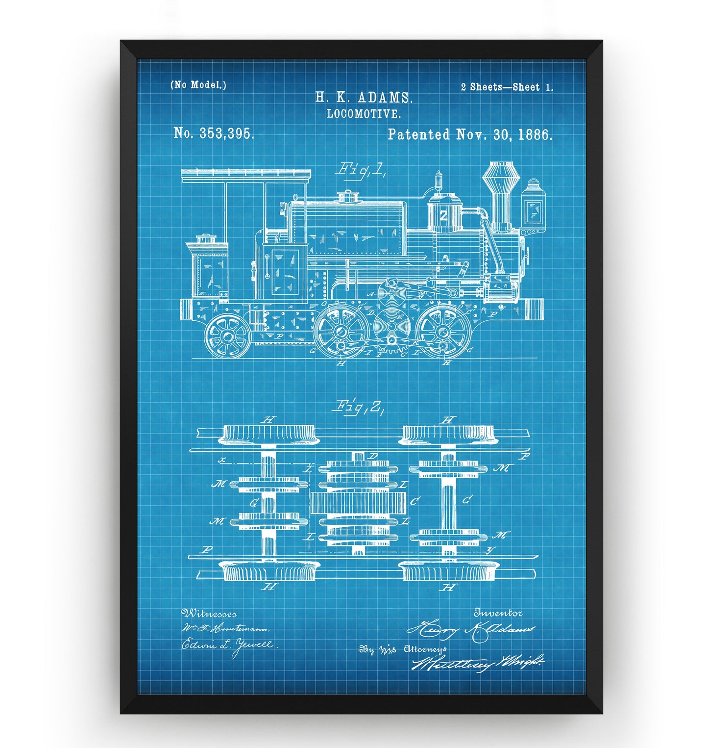 Steam Locomotive Train 1886 Patent Print - Magic Posters