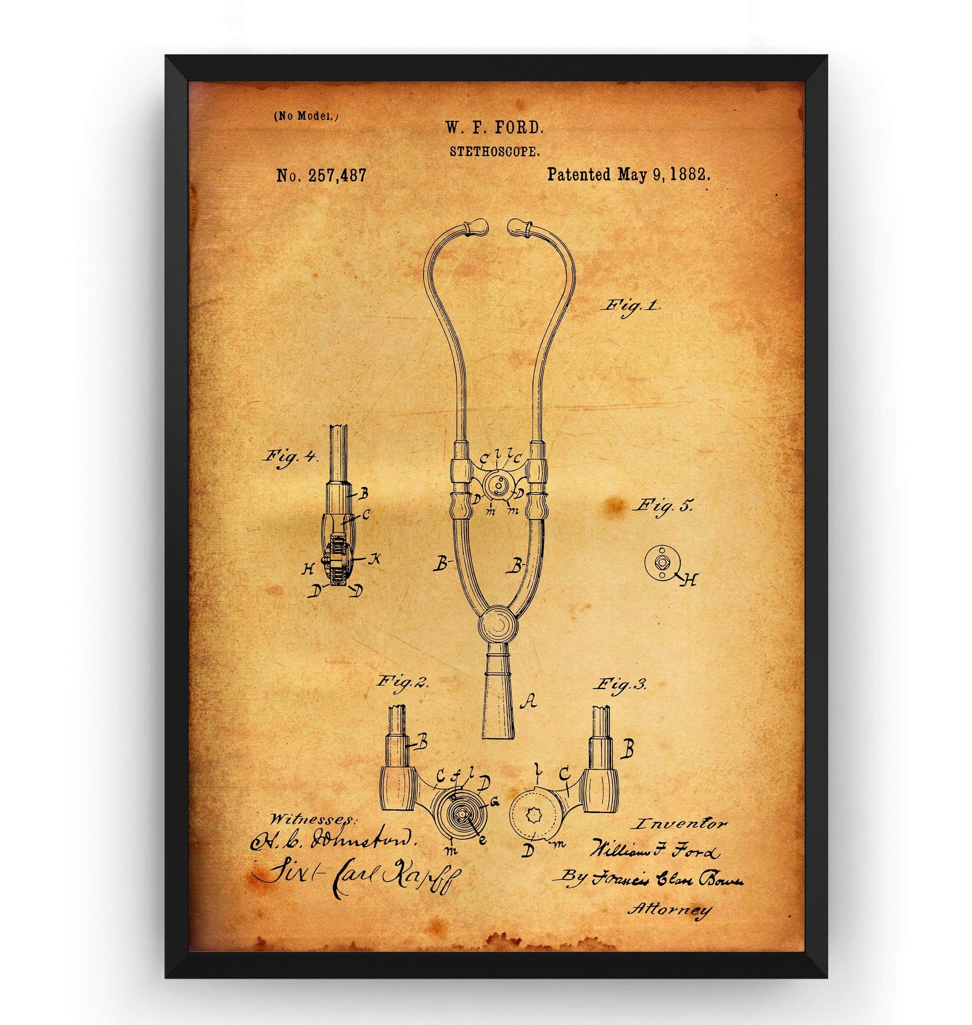 Stethoscope 1882 Patent Print - Magic Posters
