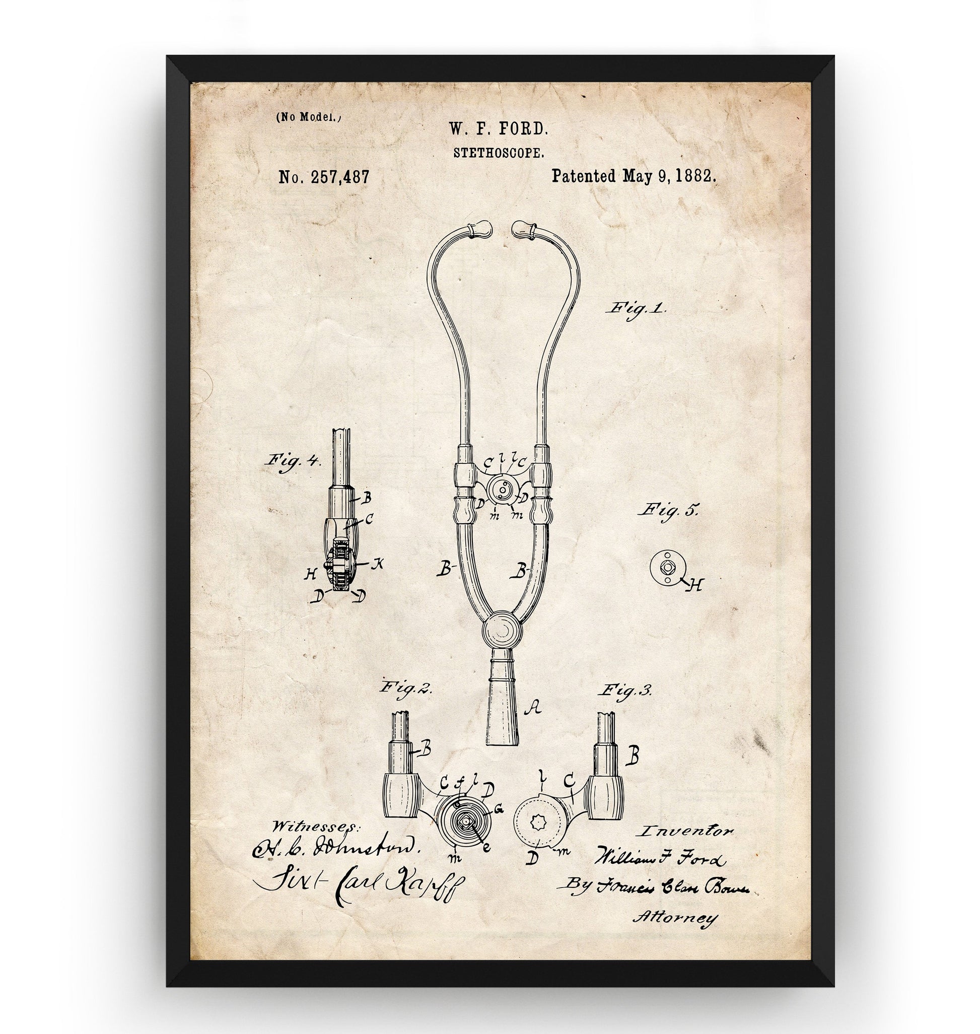 Stethoscope 1882 Patent Print - Magic Posters