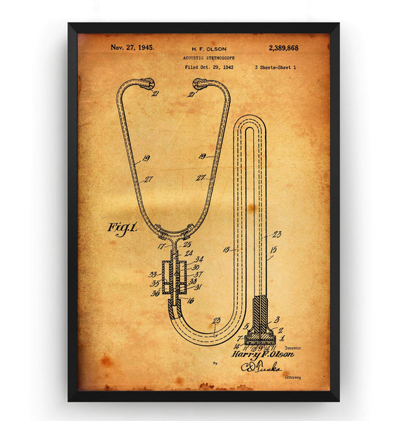 Stethoscope 1945 Patent Print - Magic Posters