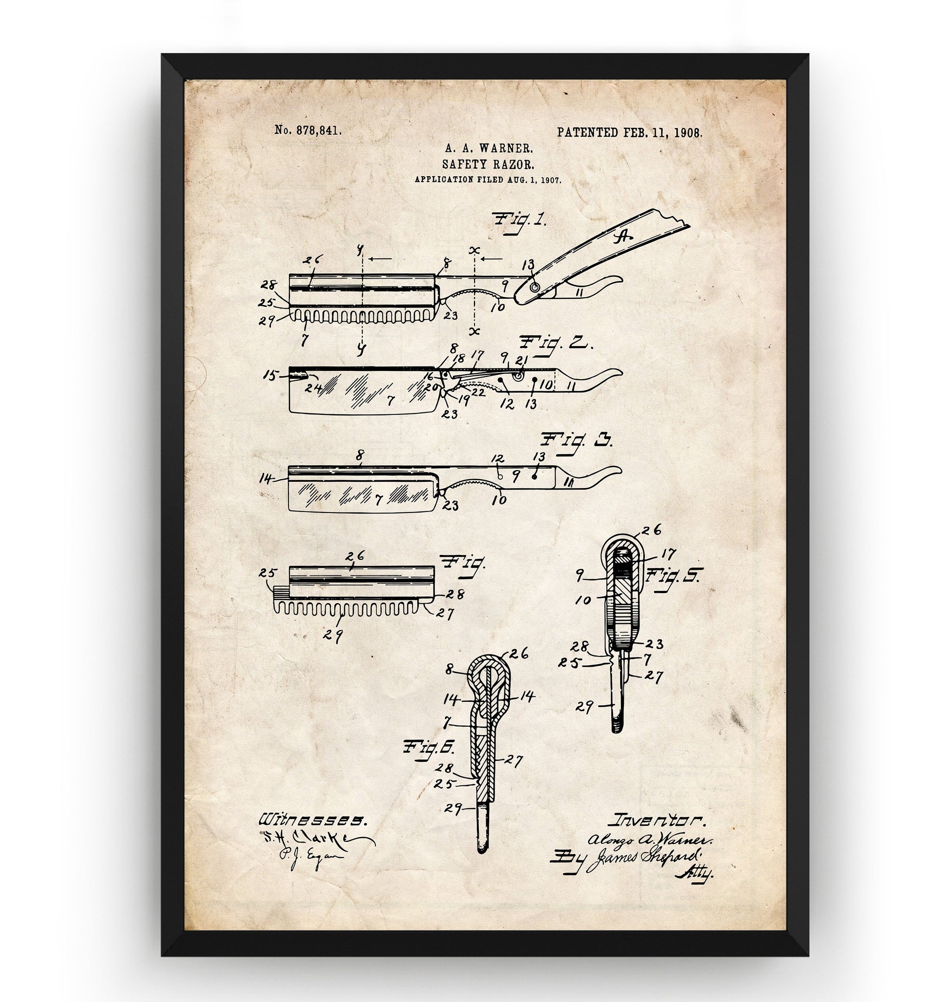 Straight Edge Razor Patent Print - Magic Posters