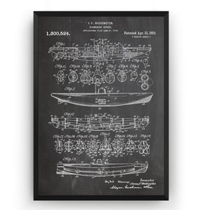 Submarine Vessel 1919 Patent Print - Magic Posters