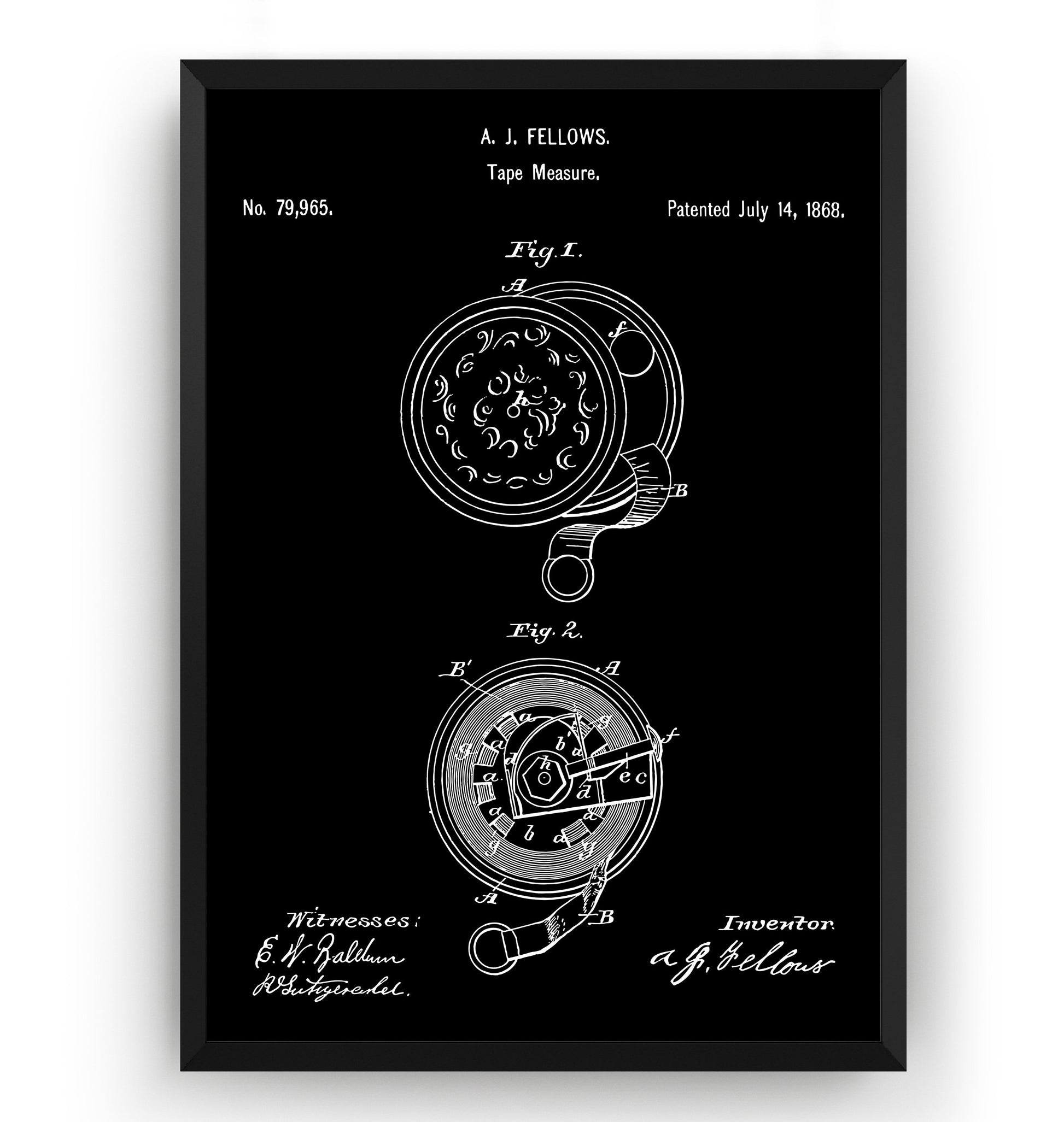 Tape Measure 1868 Patent Print - Magic Posters