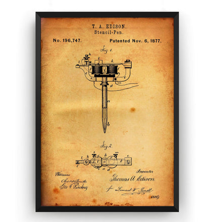 Tattoo Machine 1877 Patent Print - Magic Posters