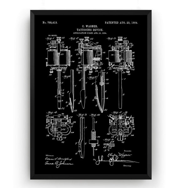 Tattoo Machine 1904 Patent Print - Magic Posters