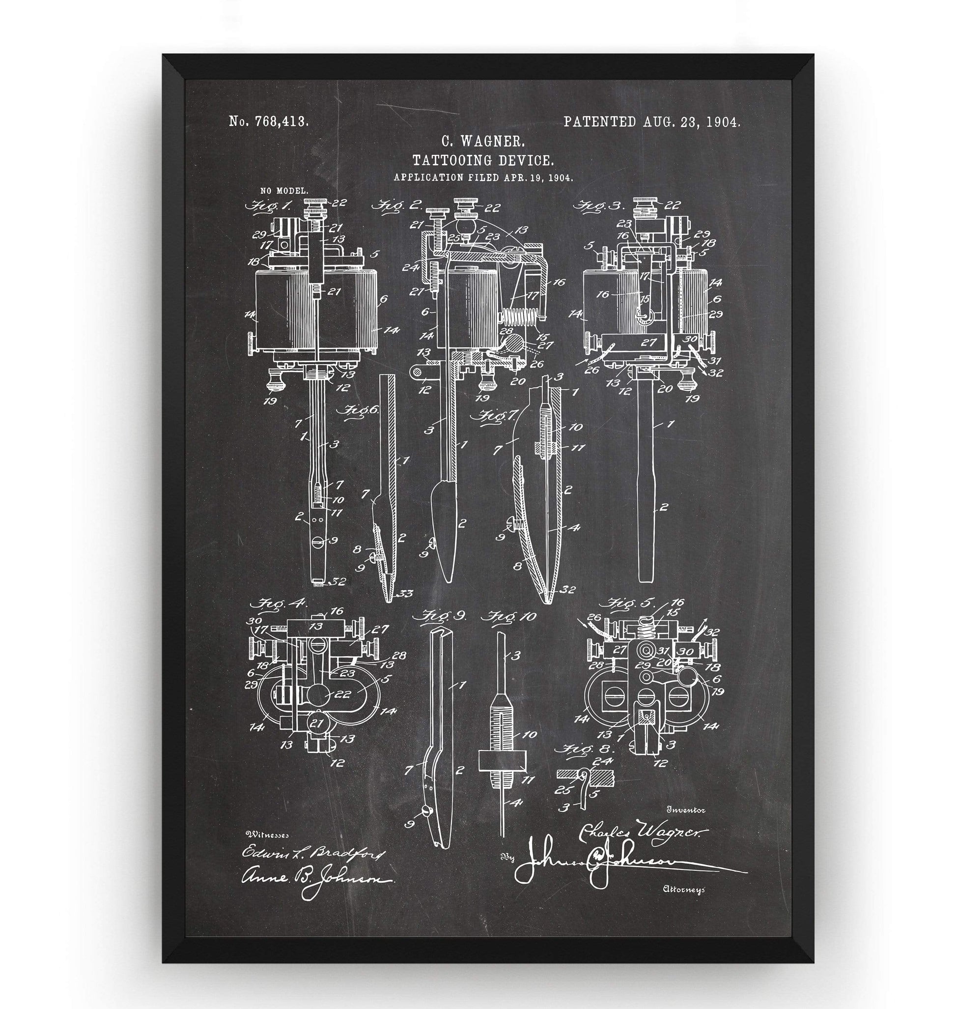 Tattoo Machine 1904 Patent Print - Magic Posters