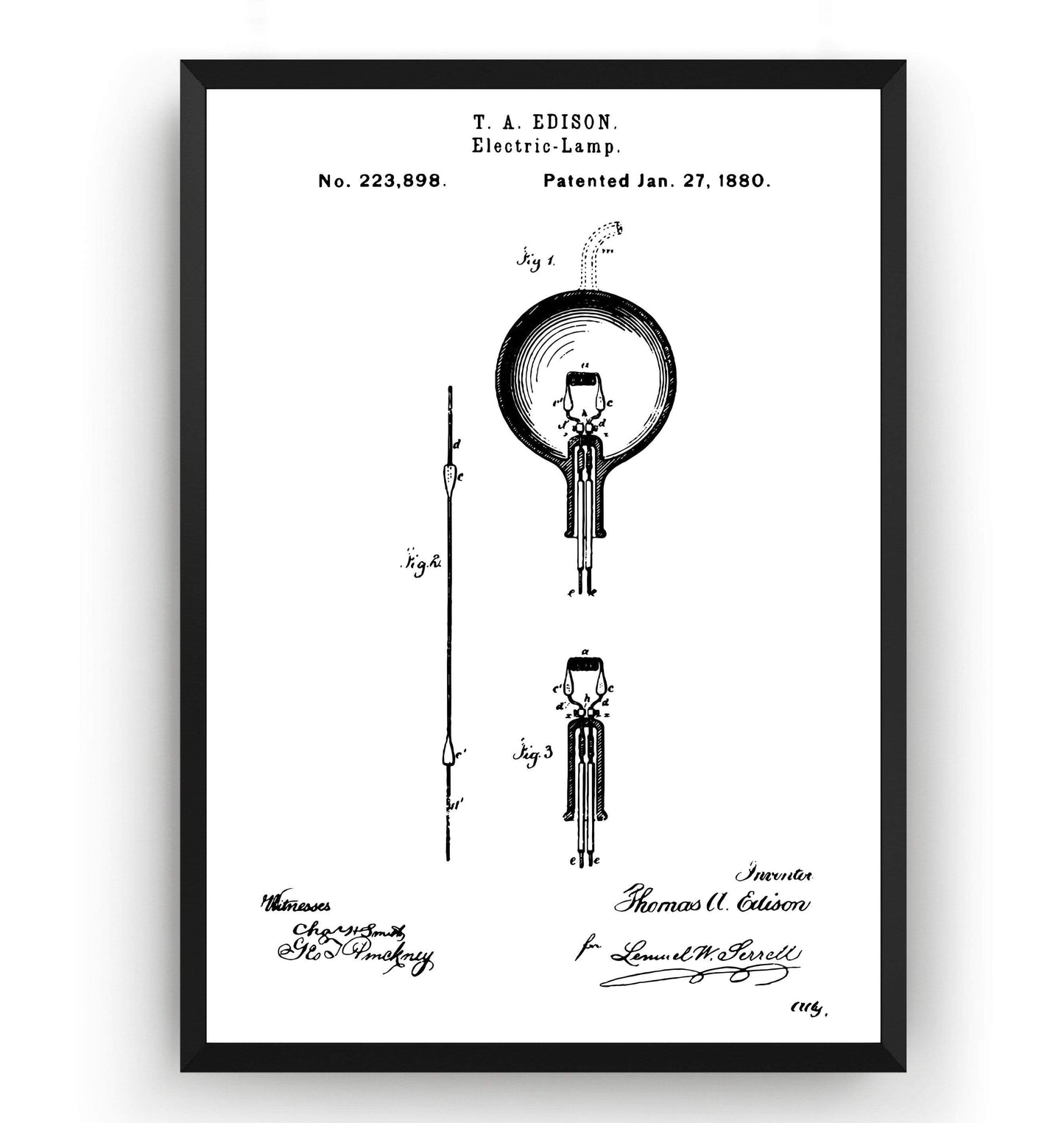 Thomas Edison Electric Lamp Patent Print - Magic Posters