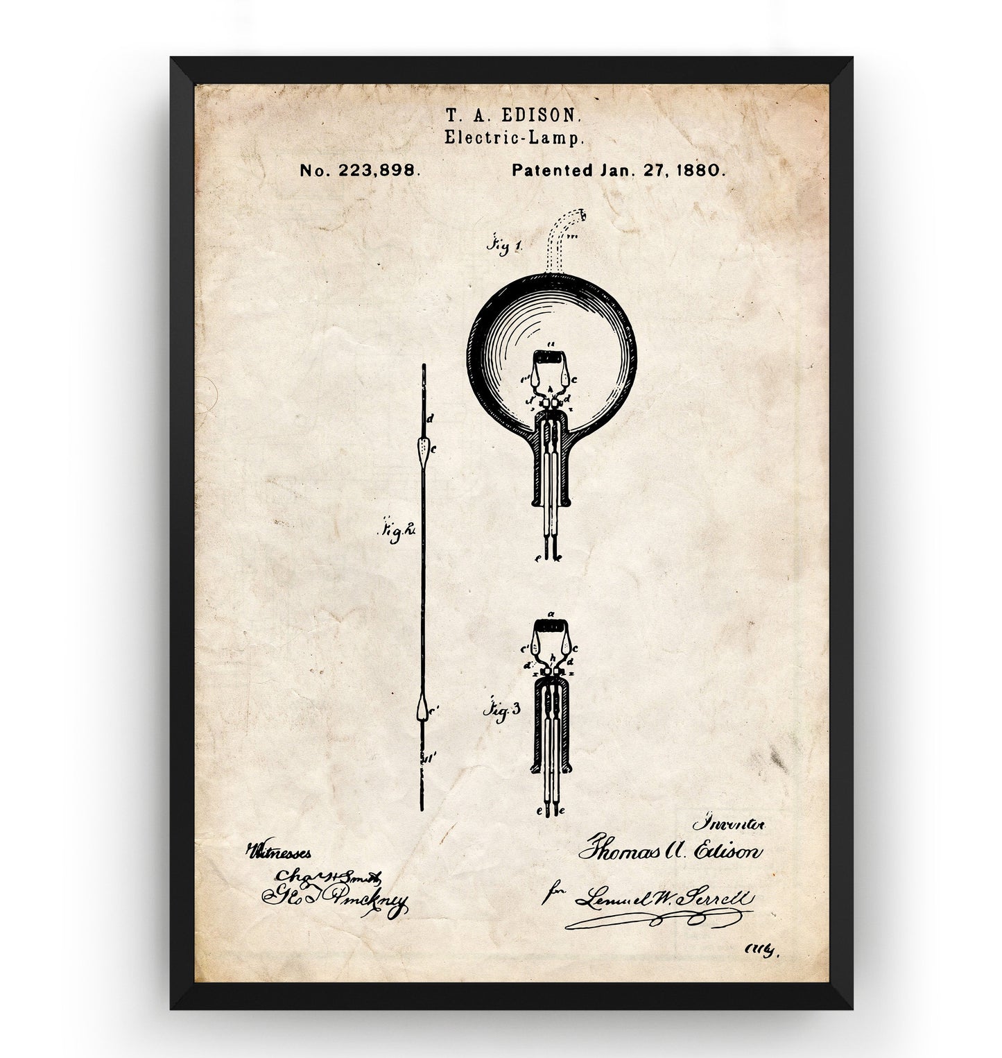 Thomas Edison Electric Lamp Patent Print - Magic Posters