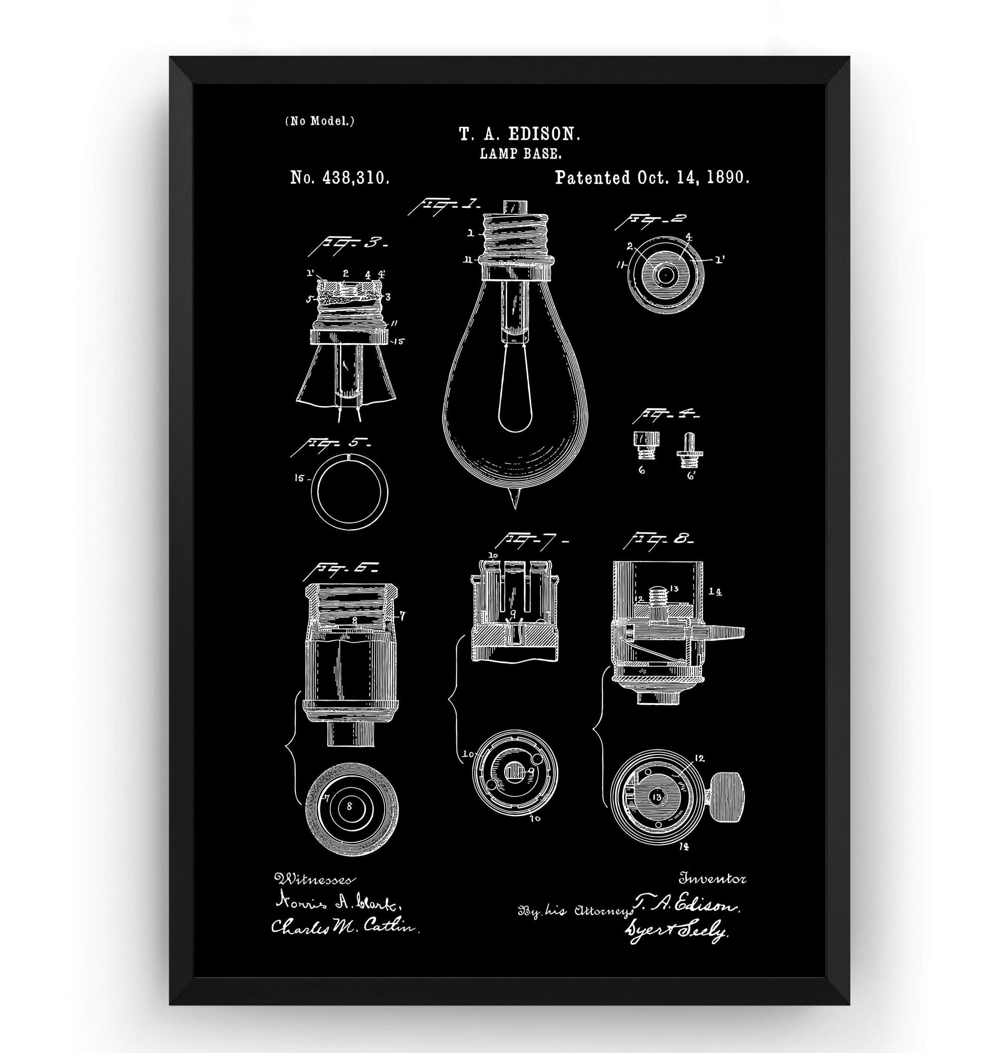 Thomas Edison Lamp Base Patent Print - Magic Posters