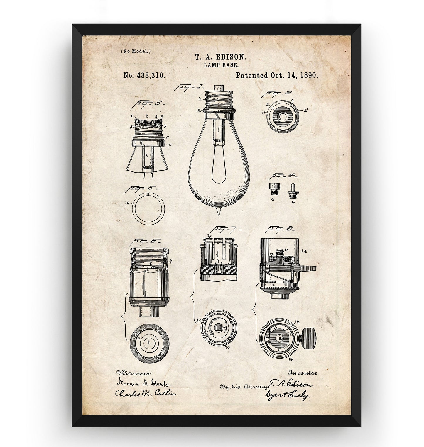 Thomas Edison Lamp Base Patent Print - Magic Posters
