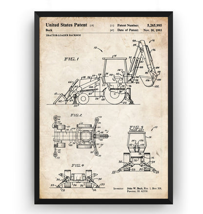 Tractor Loader Backhoe 1993 Patent Print - Magic Posters