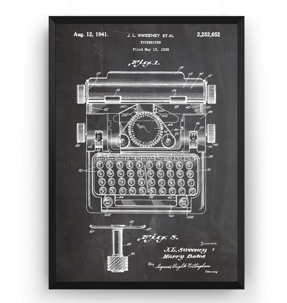 Typewriter 1941 Patent Print - Magic Posters