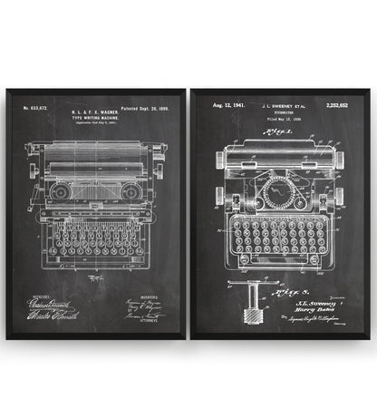 Typewriter Set Of 2 Patent Prints - Magic Posters