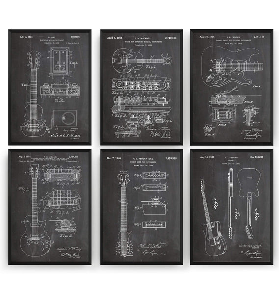 Ultimate Guitars Set Of 6 Patent Prints - Magic Posters