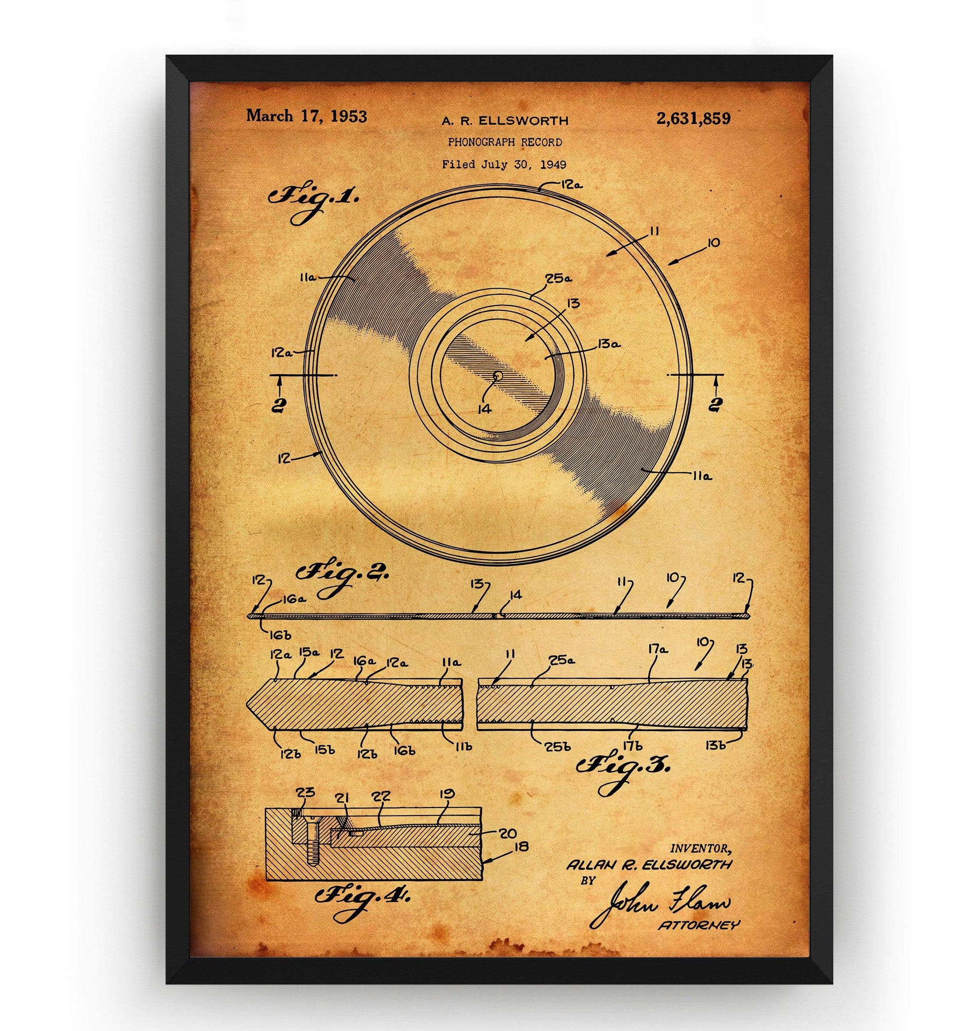 Vinyl Record 1953 Patent Print - Magic Posters