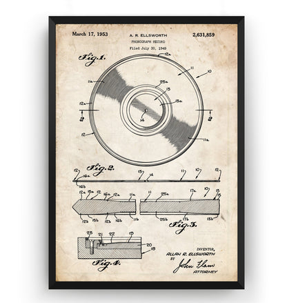 Vinyl Record 1953 Patent Print - Magic Posters