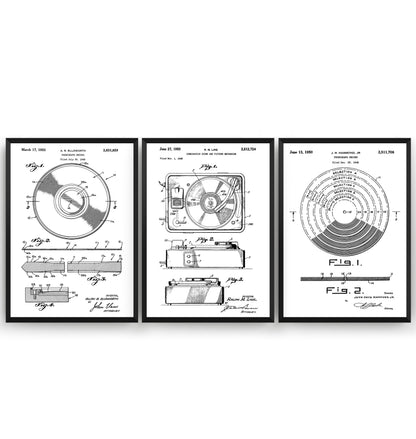 Vinyl Record Set Of 3 Patent Prints - Magic Posters