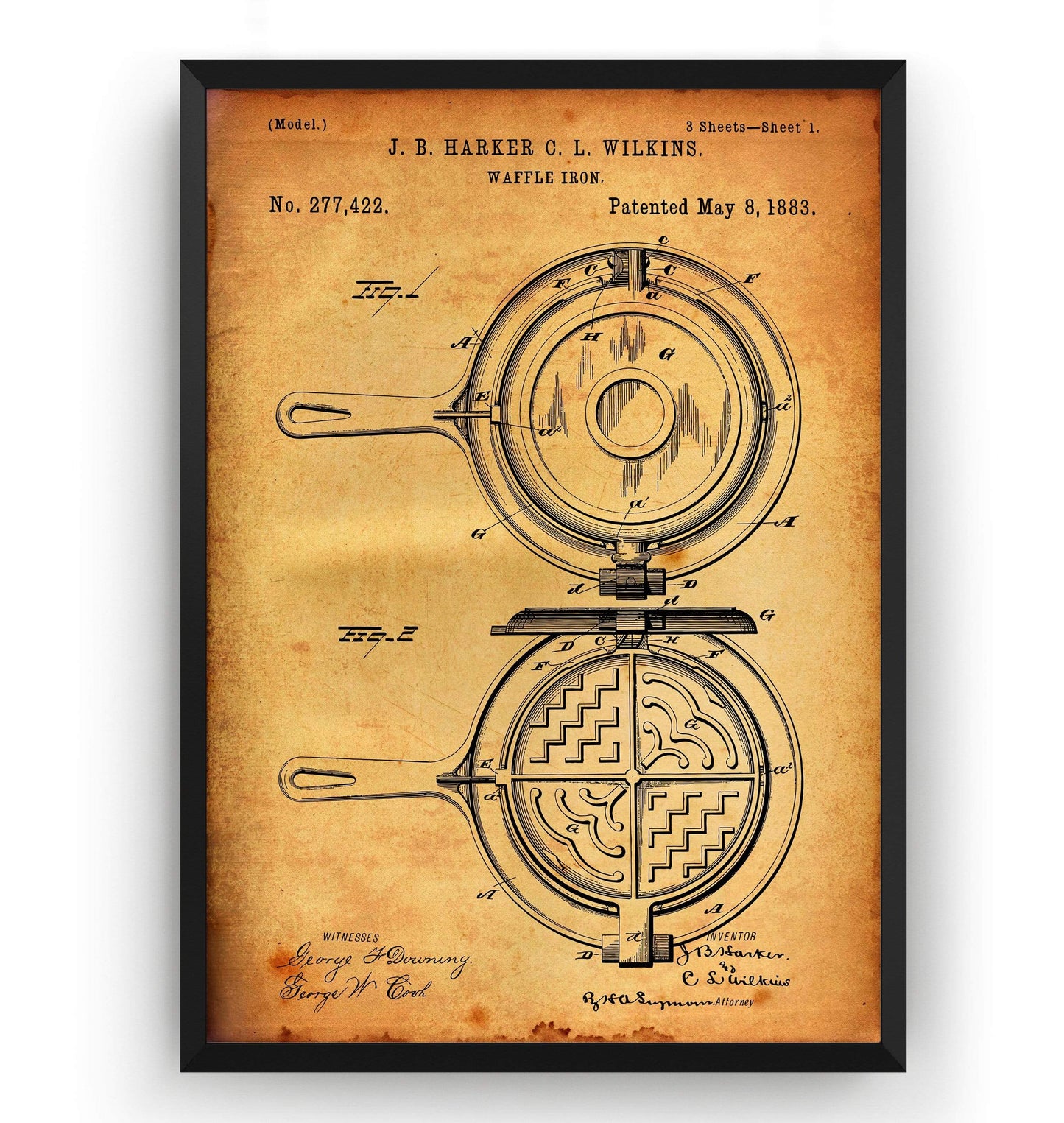 Waffle Iron 1883 Patent Print - Magic Posters