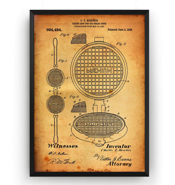 Waffle Iron 1909 Patent Print - Magic Posters